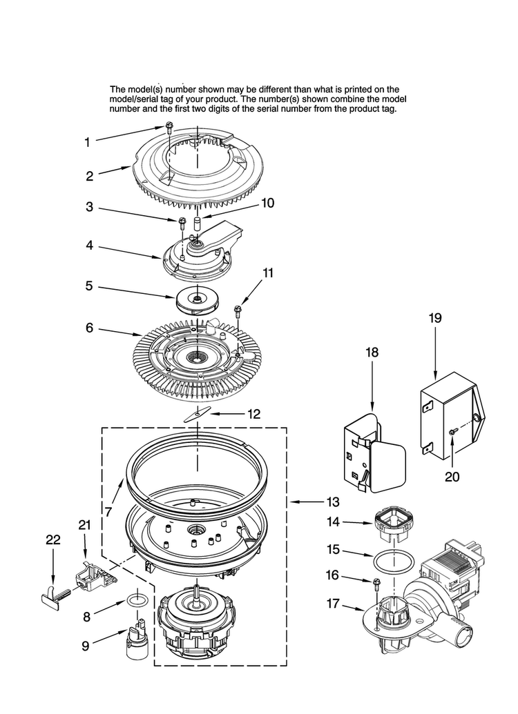 Pump And Motor Parts Diagram and Parts List for MDBH980AWQ45  Maytag Dishwasher