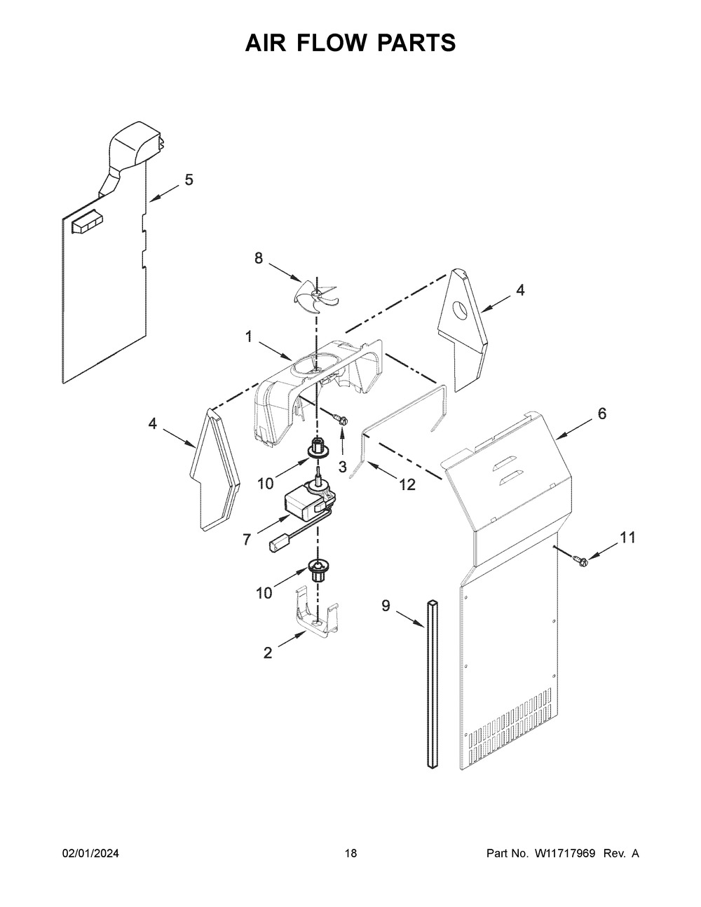 Air Flow Parts Diagram and Parts List for MSS25C4MGZ08  Maytag Refrigerator