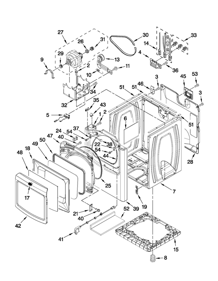 Cabinet Parts Diagram and Parts List for MEDB950YW1  Maytag Dryer