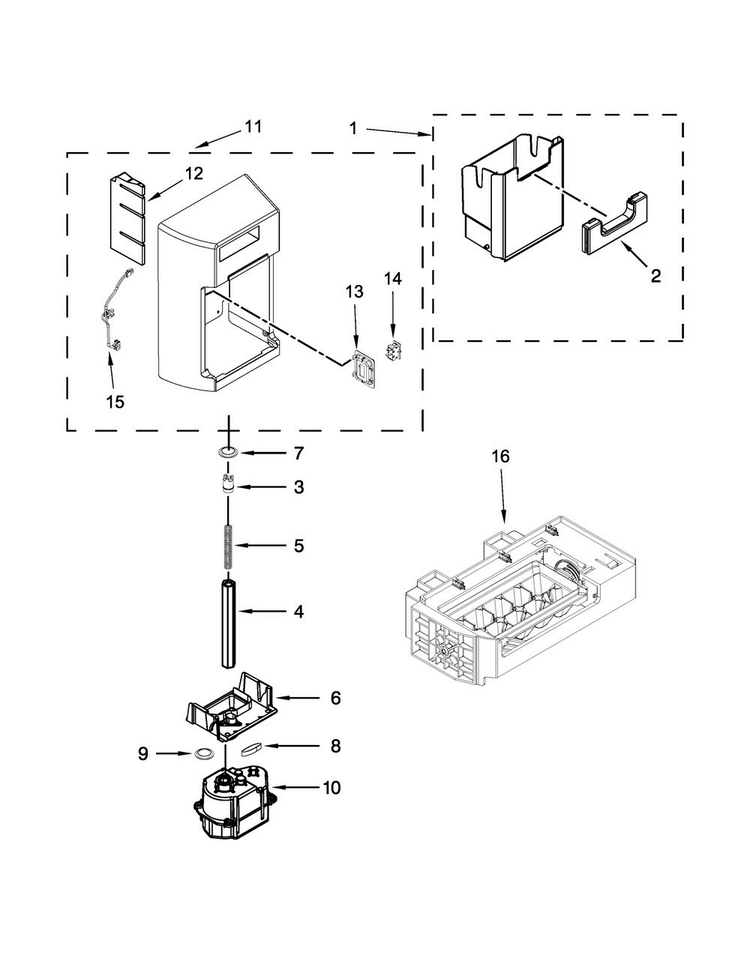 Motor And Ice Maker Parts Diagram and Parts List for MSC21C6MDM02  Maytag Refrigerator
