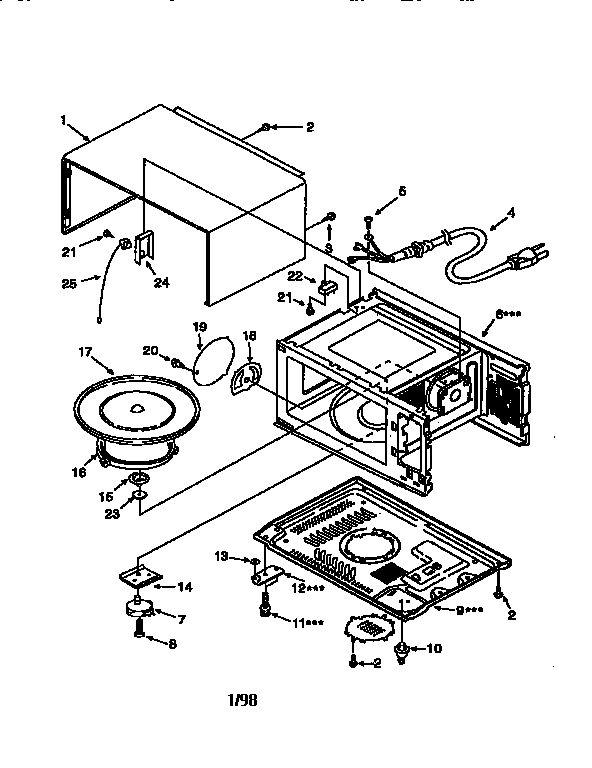 Cabinet Diagram and Parts List for 56568480790  Kenmore Microwave