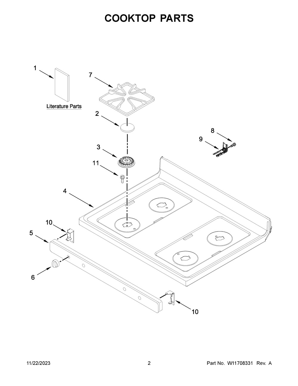 Cooktop Parts Diagram and Parts List for AGR6603SMS1  Amana Range