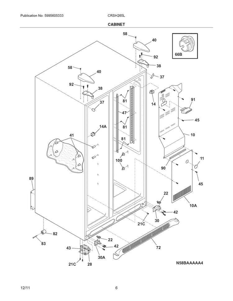 Cabinet Diagram and Parts List for CRSH265LW3  Crosley Refrigerator