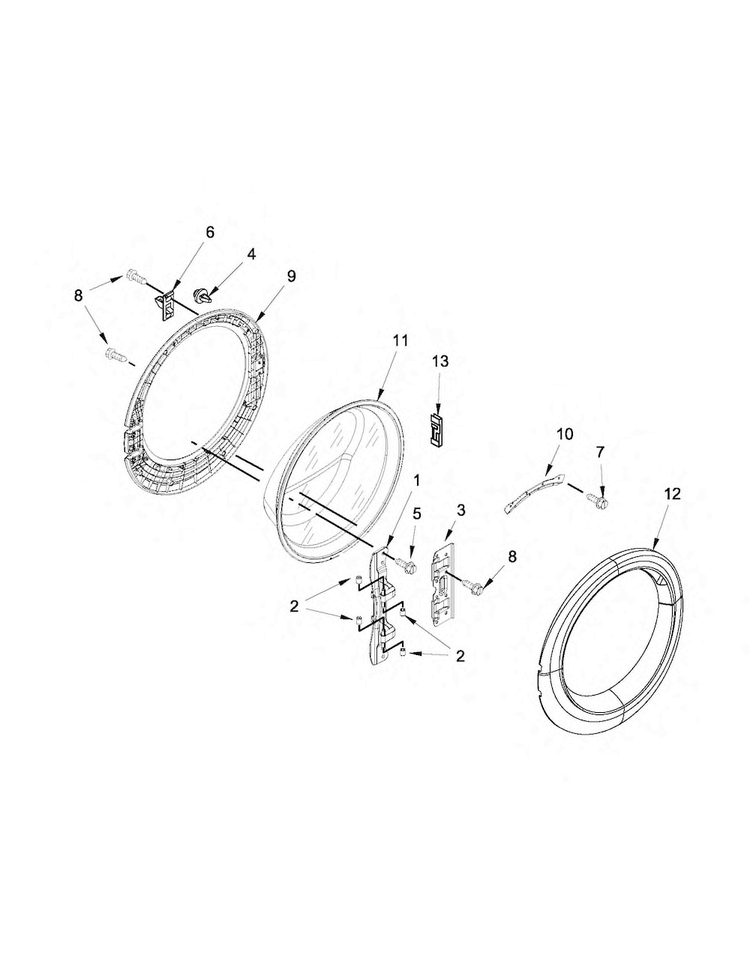 Door Parts Diagram and Parts List for NFW5700BW0  Amana Washer