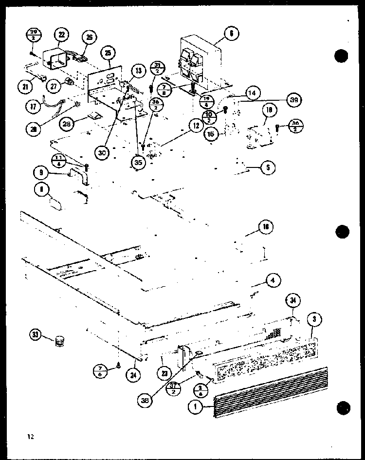 Base Pan Assembly Diagram and Parts List for RC-20SE P76881-4M Amana Microwave