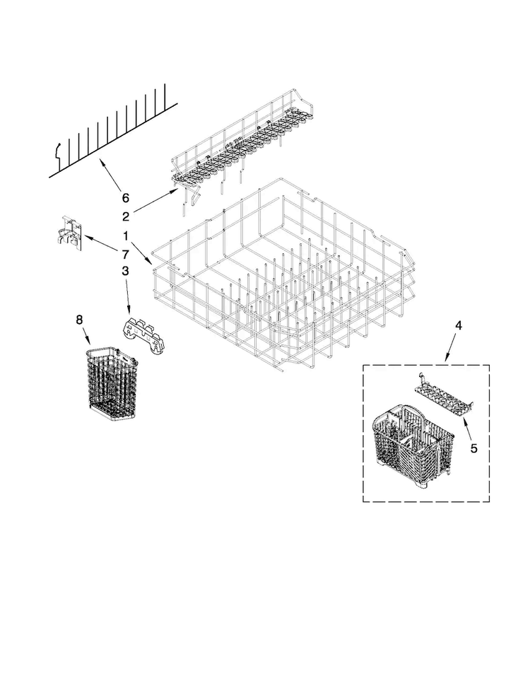 Lower Rack Parts Diagram and Parts List for MDB8959SAB1  Maytag Dishwasher