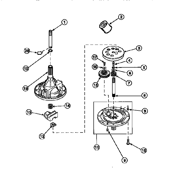 34526p Transmission Assy Diagram and Parts List for LW8303W2-PLW8303W2B  Amana Washer