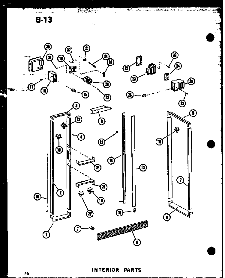 Interior Parts Diagram and Parts List for SRI19E-C-P74870-5WC  Amana Refrigerator