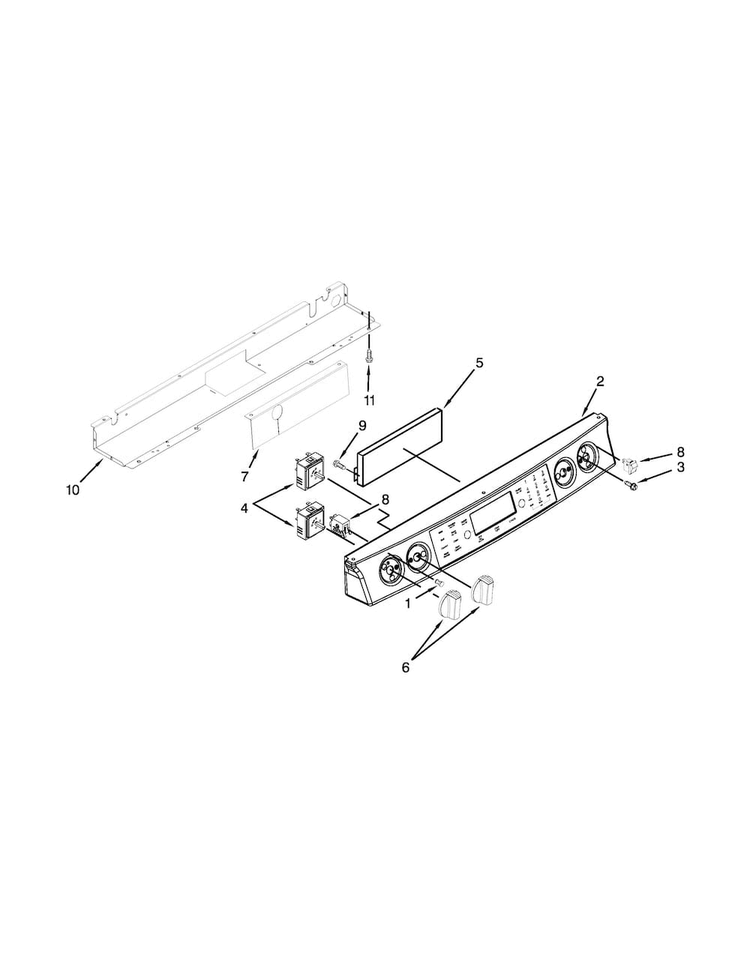Control Panel Parts Diagram and Parts List for JES9800CAB01  Jenn-Air Range