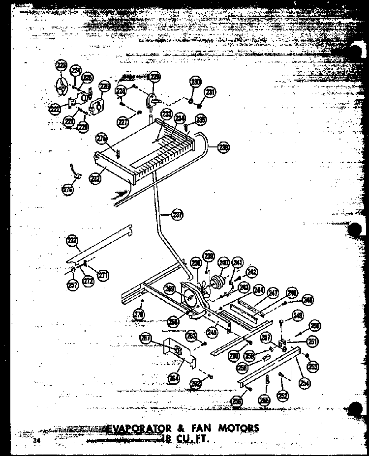 Evaporator & Fan Motors 18 Cu. Ft. Diagram and Parts List for T16W-P60303-8W  Amana Refrigerator
