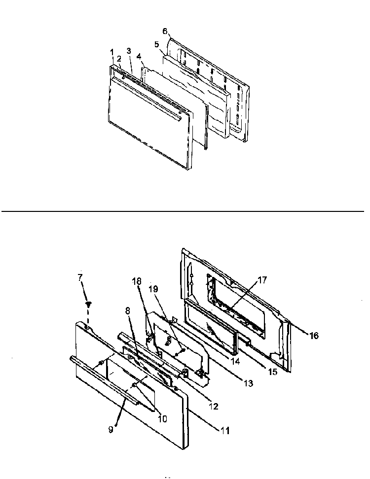 Oven Door Assy Diagram and Parts List for RBP29AA0 P1143042NW Caloric Range