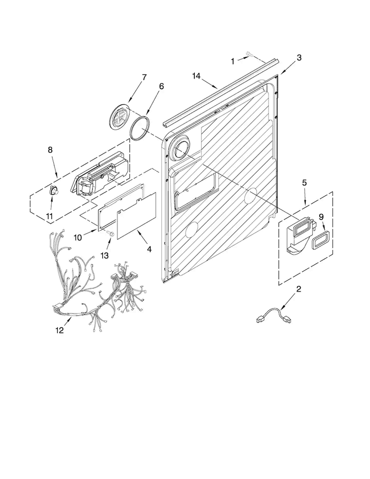Door And Latch Parts Diagram and Parts List for MDB6709AWB1  Maytag Dishwasher