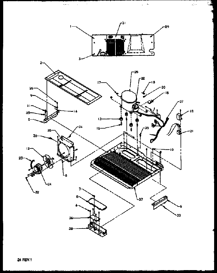 Machine Compartment Diagram and Parts List for 2599CIWEL-P1170601WL  Amana Refrigerator