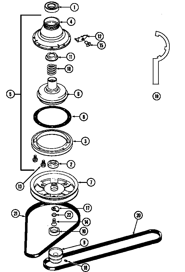 Clutch, Brake & Belts Diagram and Parts List for LAT7334ABL  Maytag Washer