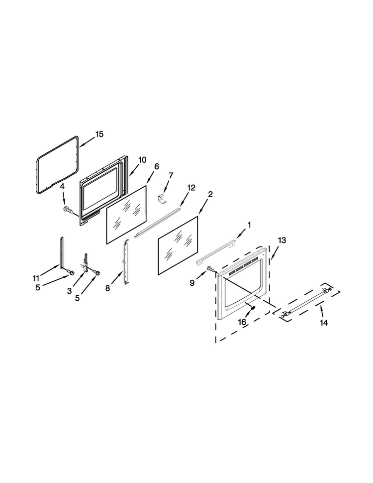 Door Parts Diagram and Parts List for MER8700DB0  Maytag Range