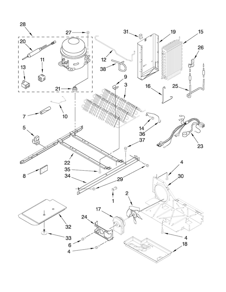 Unit Parts Diagram and Parts List for ASD2522WRD02  Amana Refrigerator