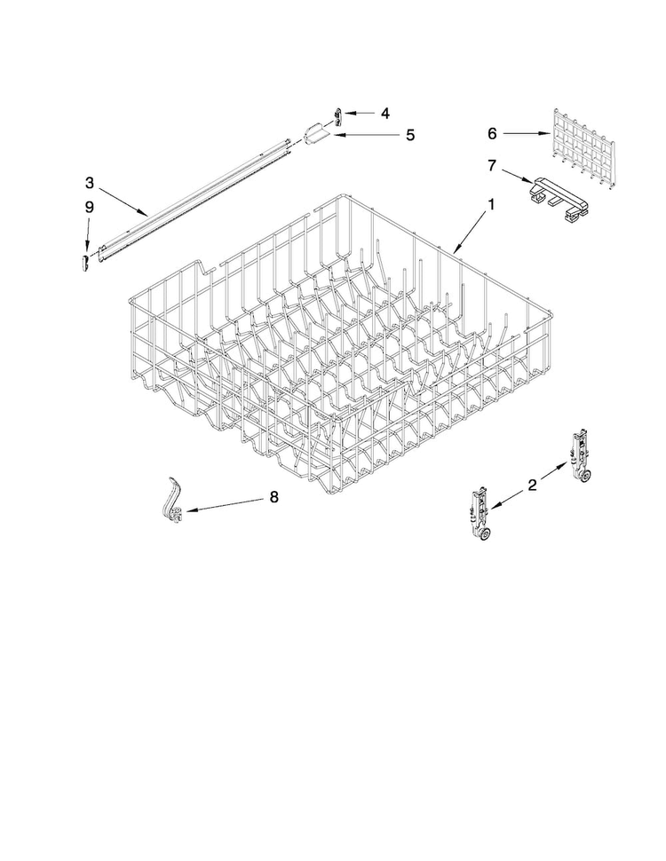 Upper Rack And Track Parts Diagram and Parts List for ADB1400PYB1  Amana Dishwasher