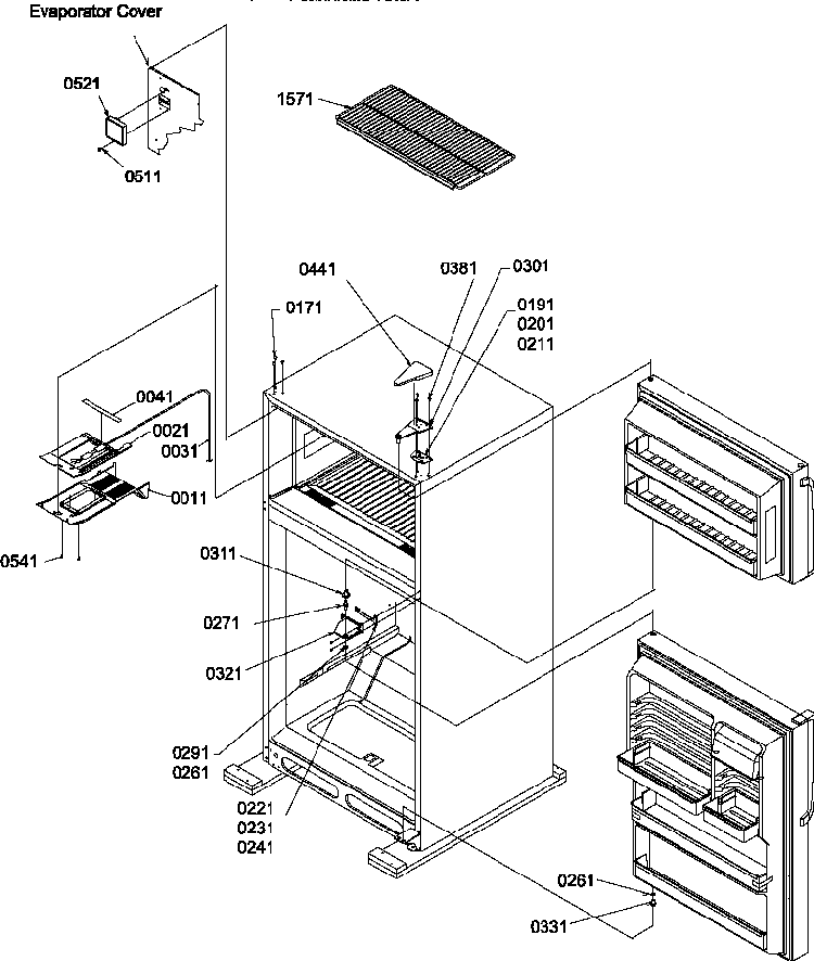 Door Hinges And Freezer Shelf Diagram and Parts List for TC18V2L-P1318004WL  Amana Refrigerator