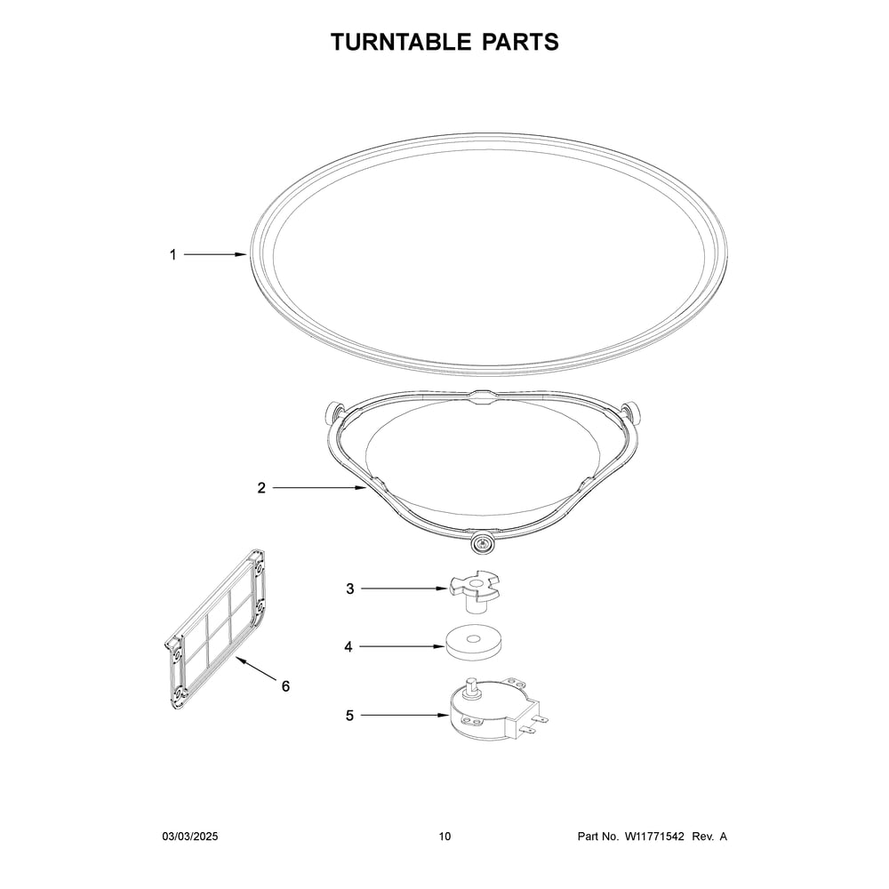 Turntable Parts Diagram and Parts List for YMMV1175JZ02  Maytag Microwave