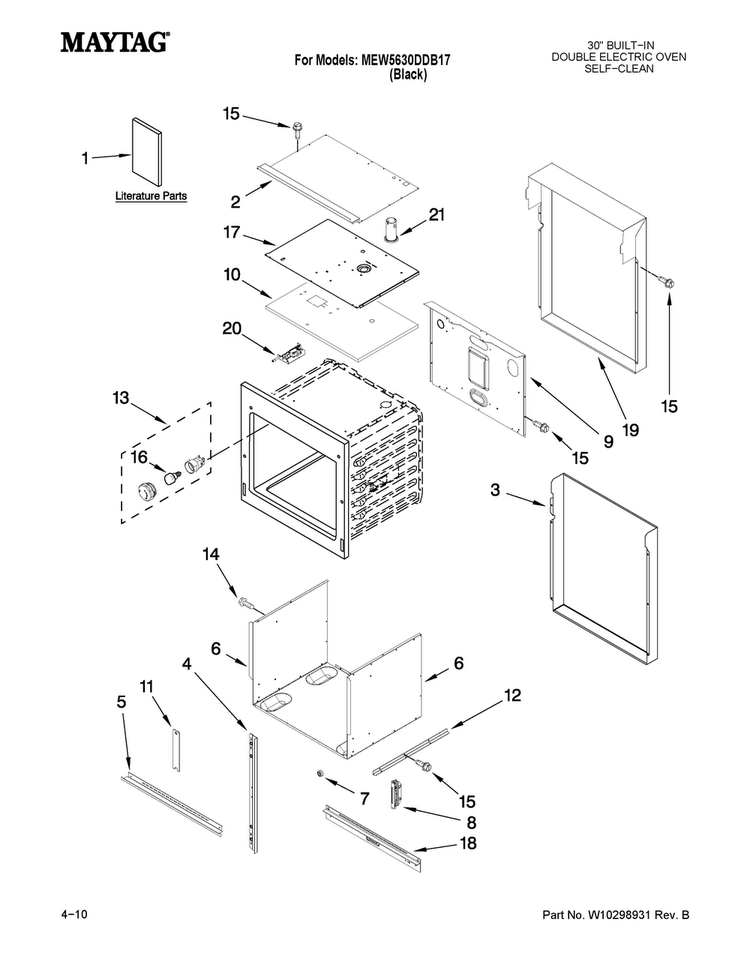 Oven Parts Diagram and Parts List for MEW5630DDB17  Maytag Wall Oven