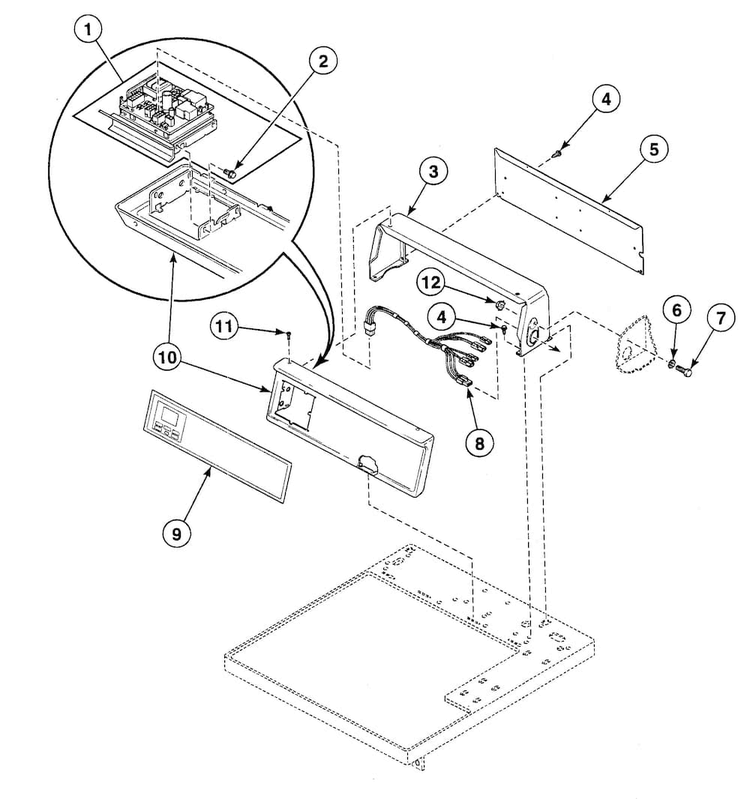Control Panel Diagram and Parts List for SDE507LF  Speed Queen Dryer