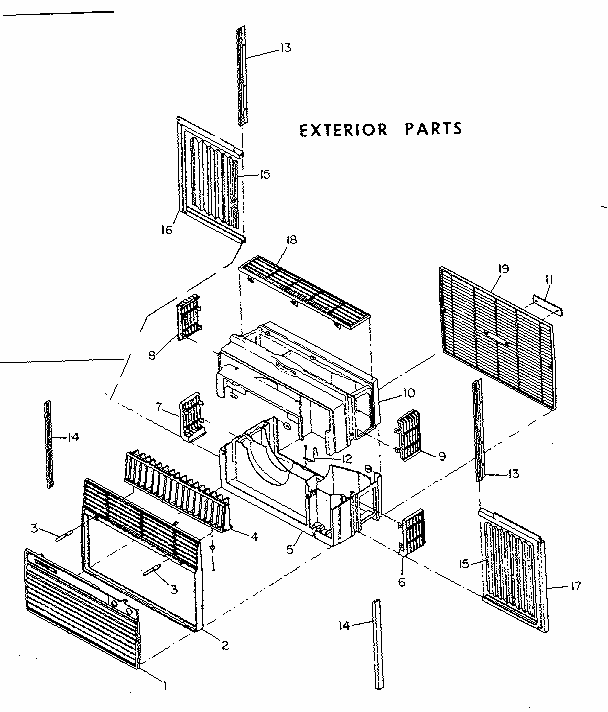 Exterior Parts Diagram and Parts List for 2937750530  Kenmore Air Conditioner
