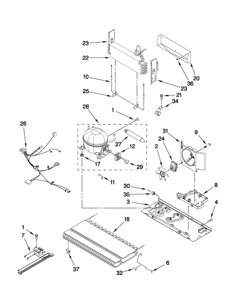 Unit Parts Diagram and Parts List for MBF1958XEB4  Maytag Refrigerator