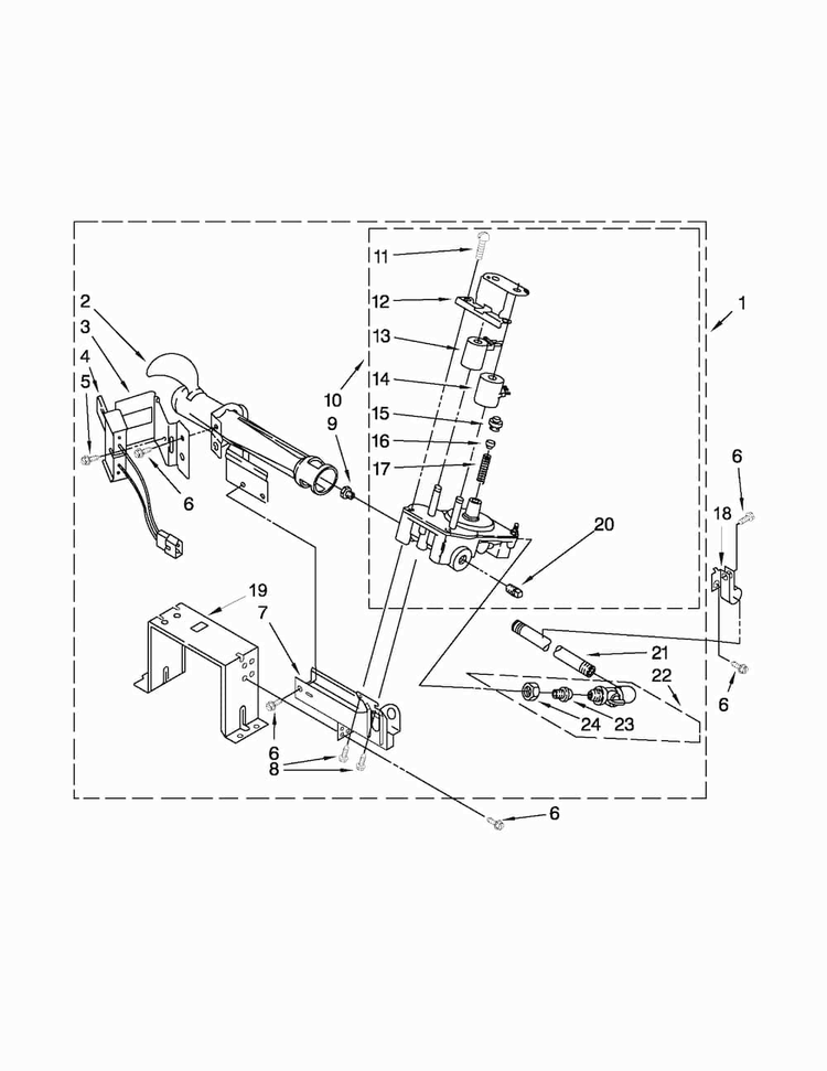 Burner Assembly Diagram and Parts List for MDG25PDAXW2  Maytag Dryer