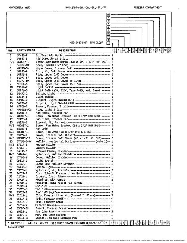 Freezer Compartment Page 2 Diagram and Parts List for 24874A  Admiral Refrigerator