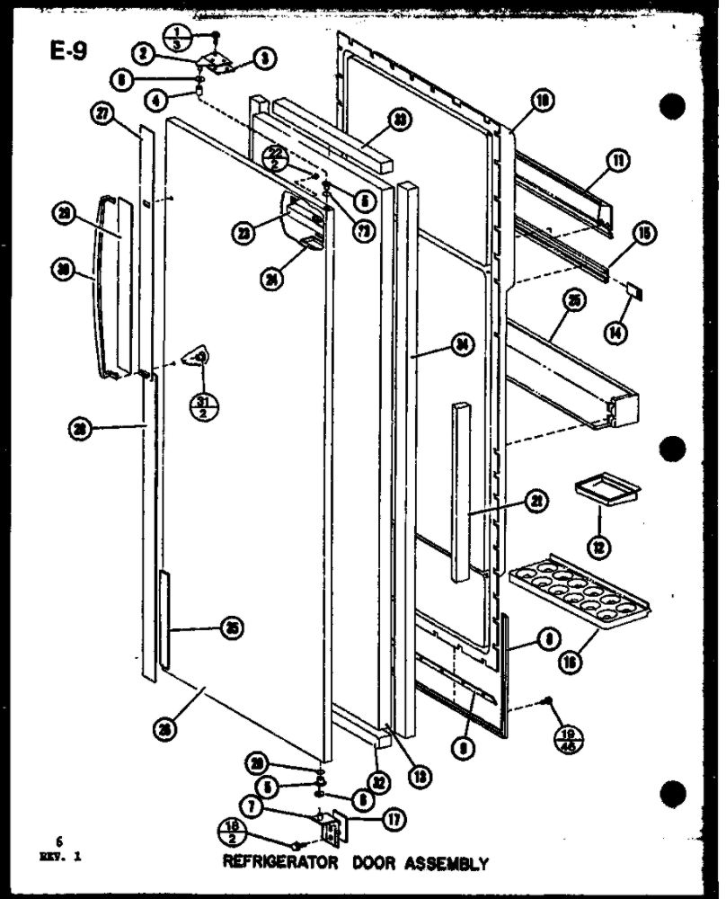 Refrigerator Door Assembly Diagram and Parts List for IC2-P3641505W-SXS  Amana Refrigerator