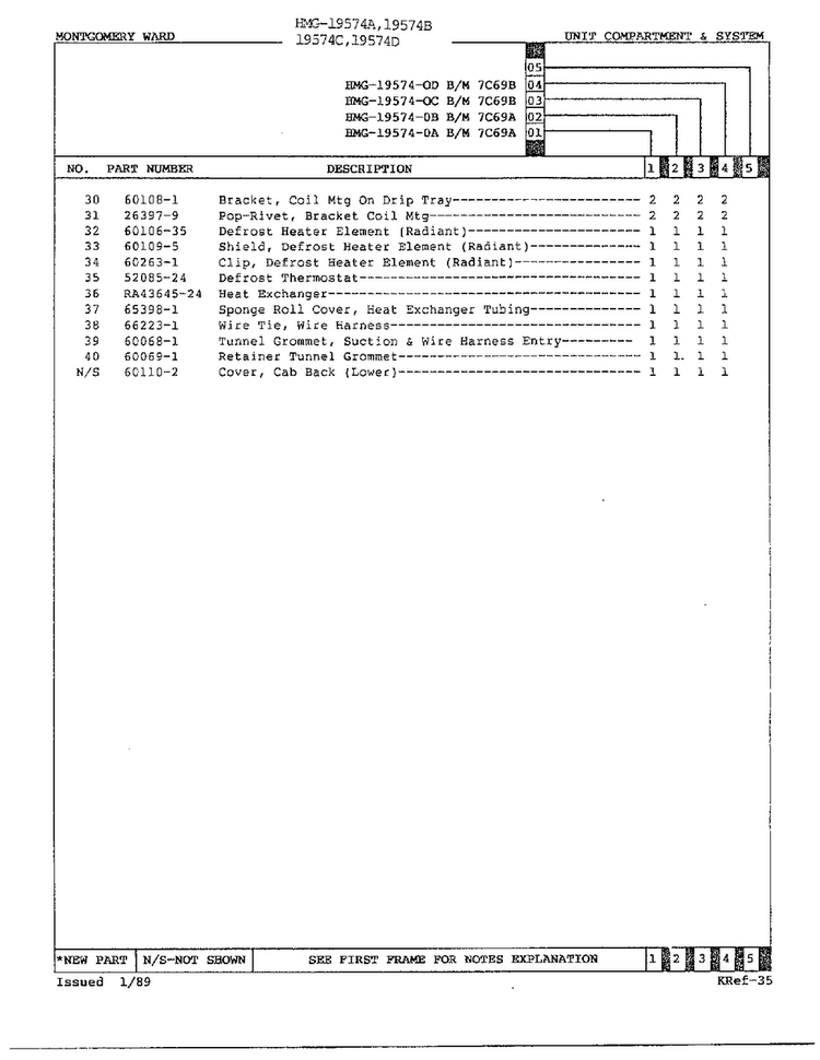 Unit Compartment/system Page 3 Diagram and Parts List for 19574C  Admiral Refrigerator