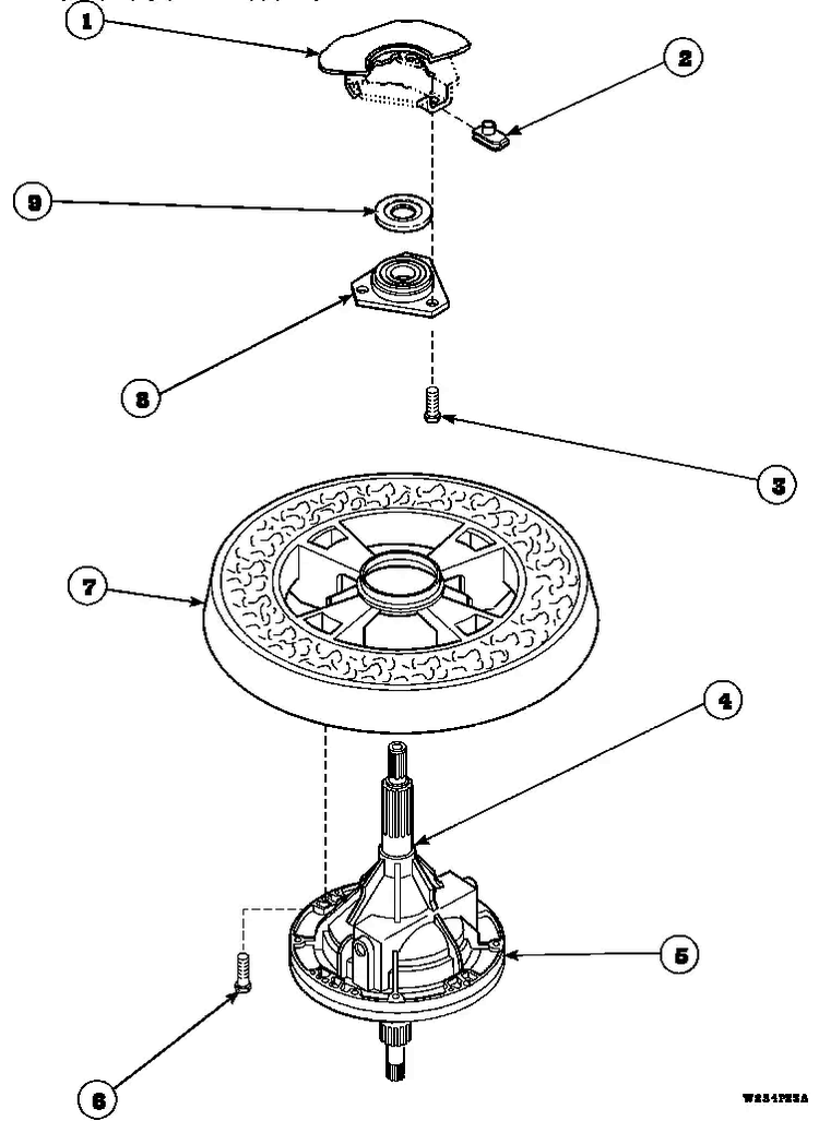 Transmission Assembly And Balancing Ring Diagram and Parts List for CW8413W2-PCW8413W2  Crosley Washer