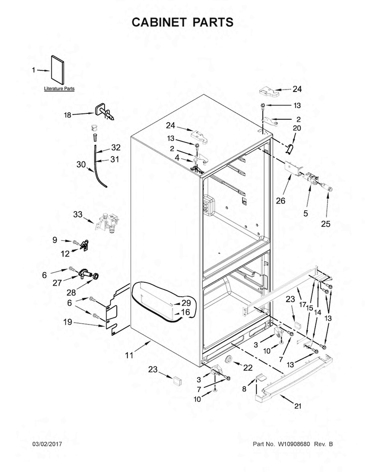 Cabinet Parts Diagram and Parts List for MFF2055FRZ00  Maytag Refrigerator