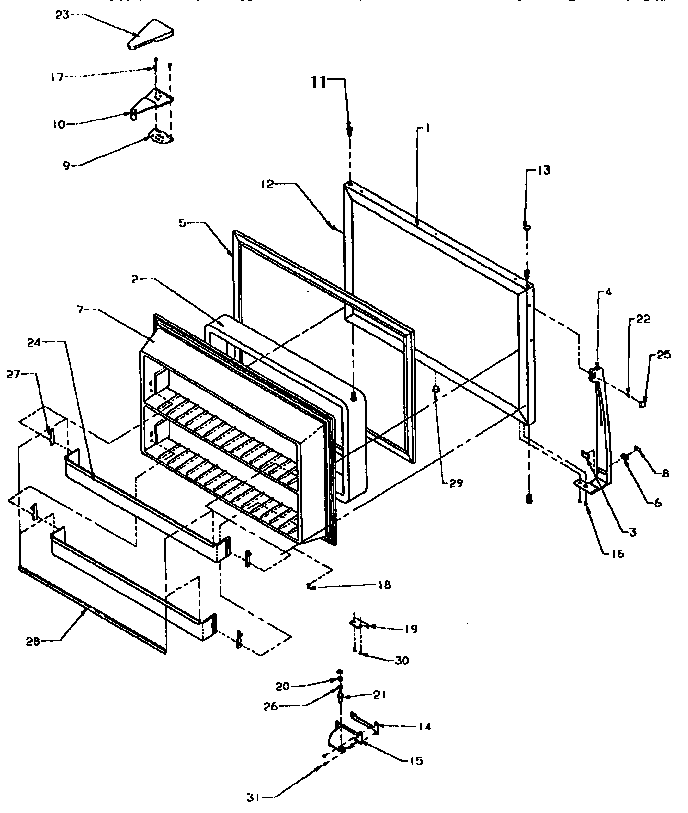 Freezer Door Diagram and Parts List for THI18S3W-P1195401W  Amana Refrigerator