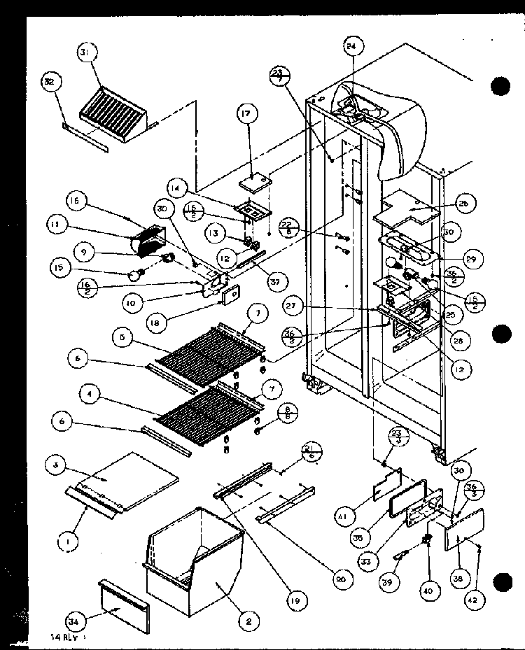 Freezer Shelving And Refrigerator Light Diagram and Parts List for SZD20MPL-P1120204WL  Amana Refrigerator