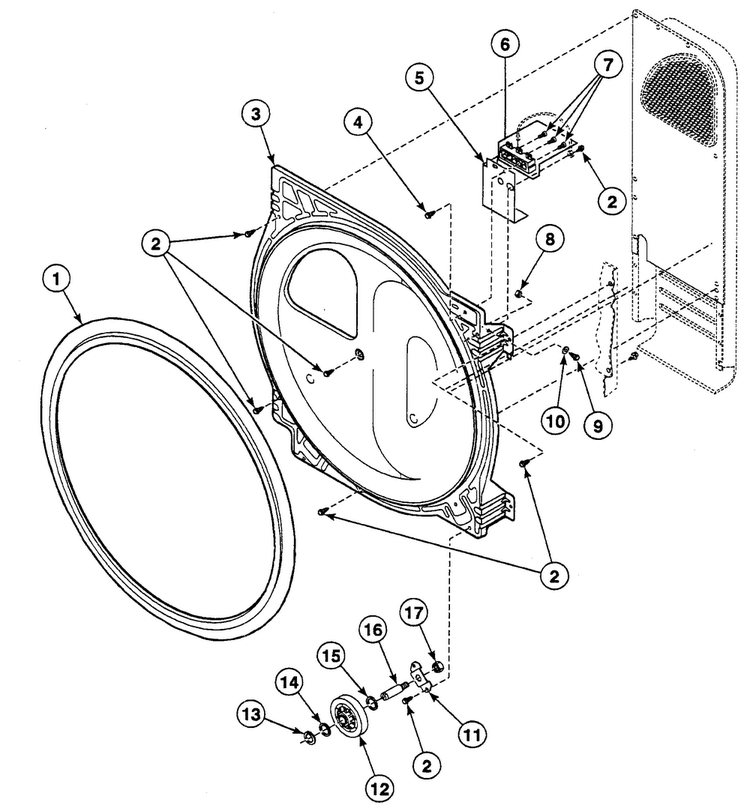 Roller Assy Diagram and Parts List for SSG919LF  Speed Queen Dryer