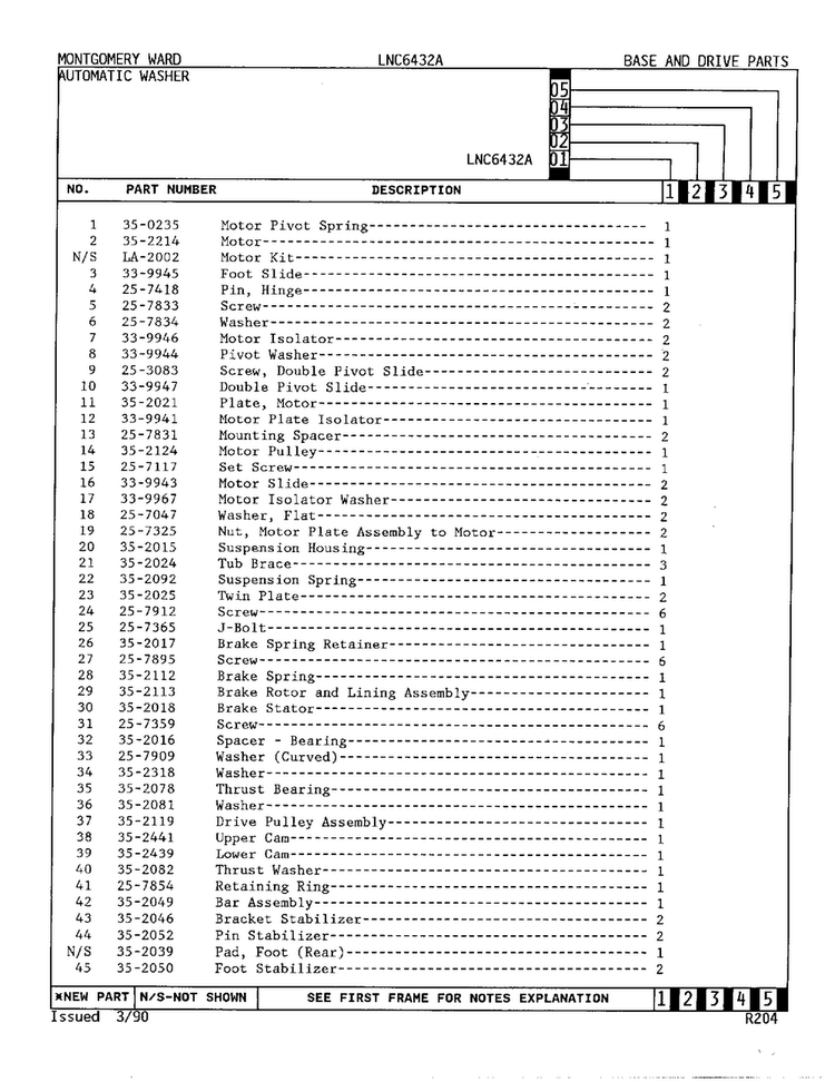 Base And Drive Parts Page 2 Diagram and Parts List for 6432A  Norge Washer
