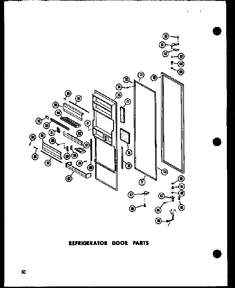 Refrigerator Door Parts Diagram and Parts List for SRN22N-C-P60230-64WC  Amana Refrigerator