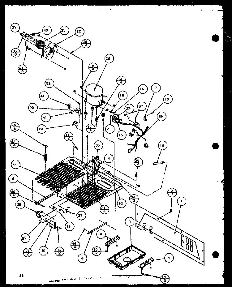 Machine Compartment Diagram and Parts List for SBD20K-P1117701W  Amana Refrigerator