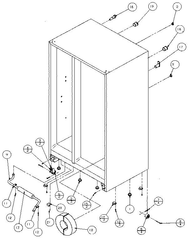 Drain And Rollers Diagram and Parts List for 36541-P1121702W  Amana Refrigerator