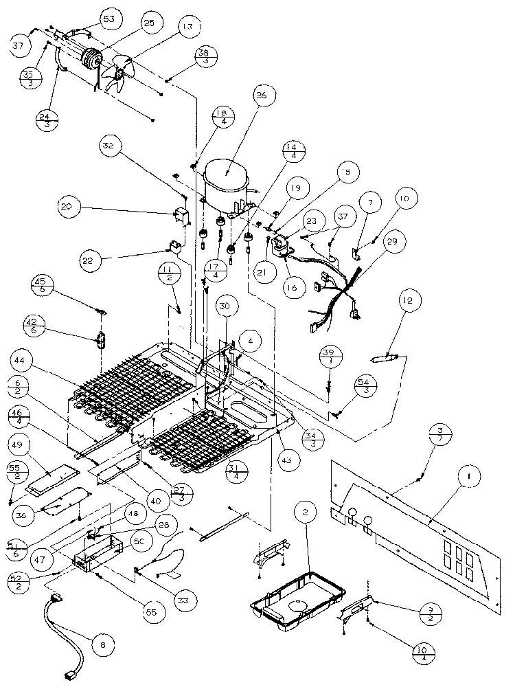Machine Compartment Diagram and Parts List for 36798-P1152602W  Amana Refrigerator
