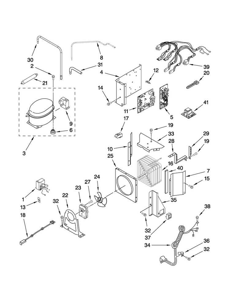 Upper Unit Parts Diagram and Parts List for JS48CXDUDB00  Jenn-Air Refrigerator