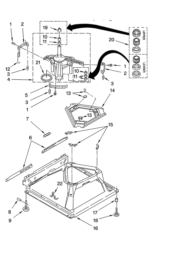 Machine Base Parts Diagram and Parts List for 7MMMS0200VW0  Maytag Washer