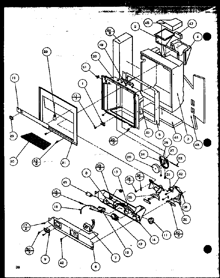 Ice And Water Cavity Diagram and Parts List for 36511W-P1121603WW  Amana Refrigerator