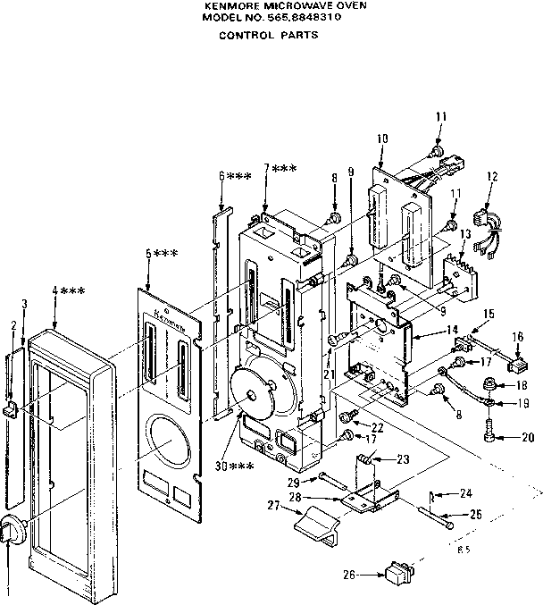 Control Panel Parts Diagram and Parts List for 5658848310  Kenmore Microwave