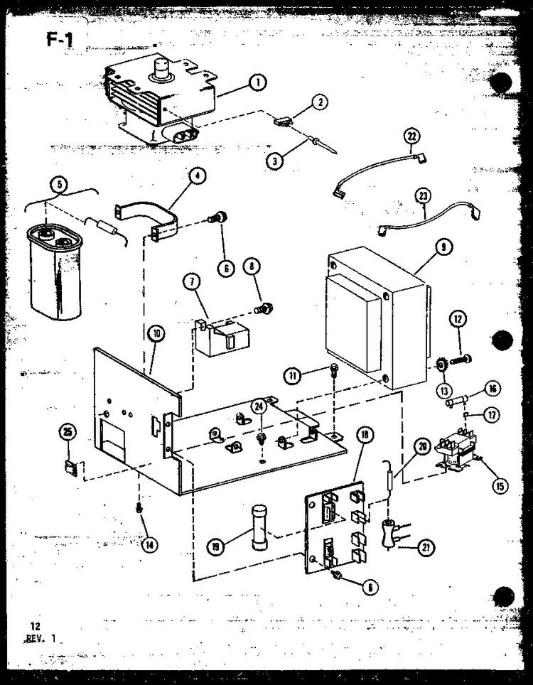 Magnetron/resistor/fuse Diagram and Parts List for RO-8B P74063-1M Amana Microwave
