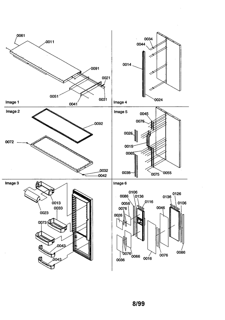 Door/trim/handles Diagram and Parts List for SZD23VW-P1315309WW  Amana Refrigerator