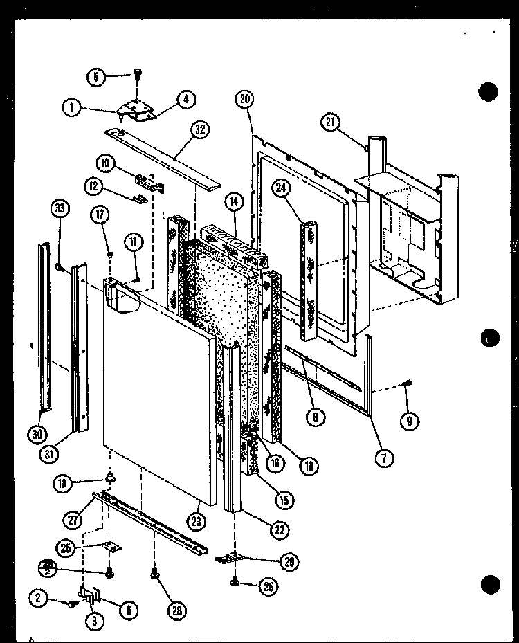 Upper Freezer Door Assembly Diagram and Parts List for SLDI25GL-P7642105WL  Amana Refrigerator
