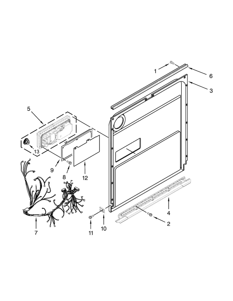 Inner Door Parts Diagram and Parts List for JDB8200AWP0  Jenn-Air Dishwasher