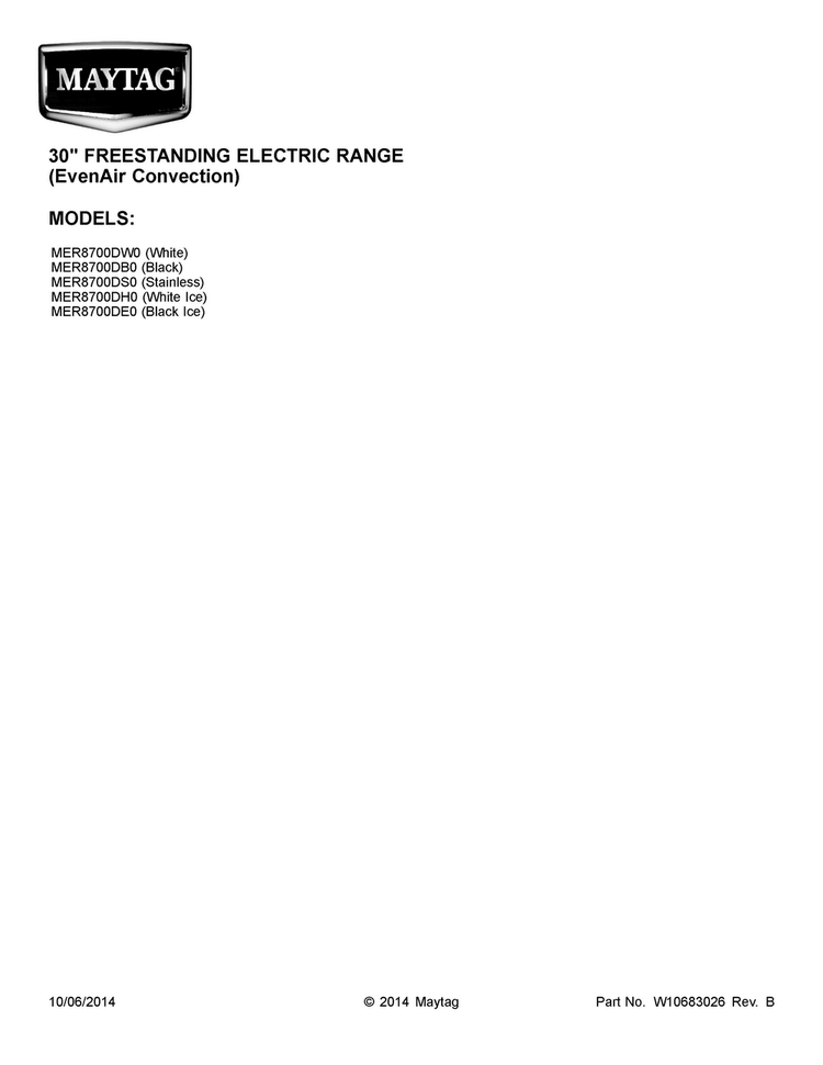 Cover Sheet Diagram and Parts List for MER8700DB0  Maytag Range